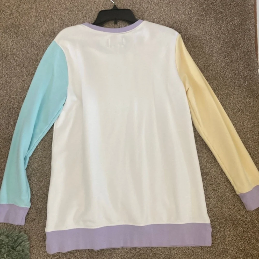 Lands' End Multicolor Sweatshirt - White, Yellow, Blue, Purple - Picture 2 of 4